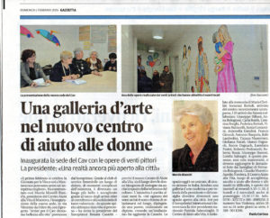"Una galleria d'arte nel nuovo centro di aiuto alle donne Mantova" articolo dalla Gazzetta di Mantova